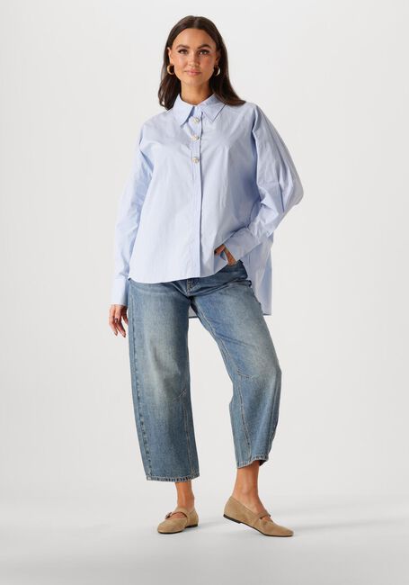 Blauwe SUMMUM  FANCY BUTTON BLOUSE CRISPY POPLIN - large