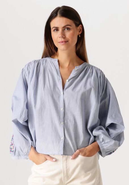 Blauwe BY-BAR  BECKY PINSTRIPE BLOUSE - large