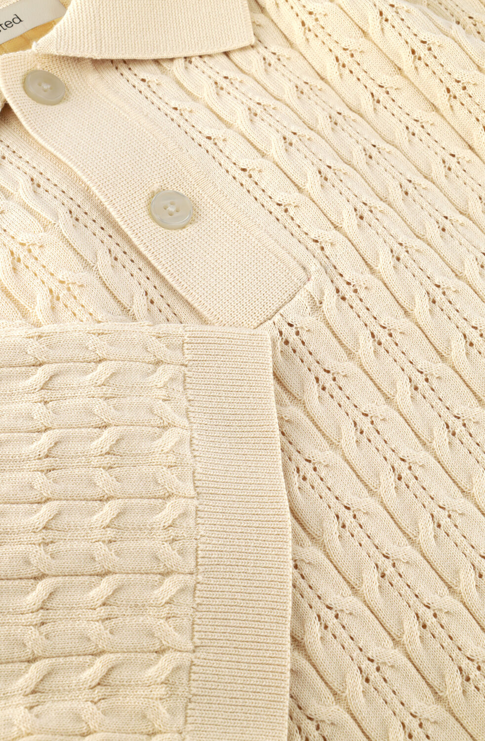 SELECTED MEN Polo SLHMATTIS SS KNIT NEW CABLE  POLO &Eacute;cru - large