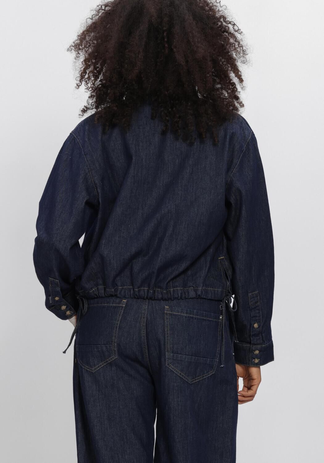 Donkerblauwe SUMMUM  DENIM BLOUSE LIGHT COTTON TWIL - large