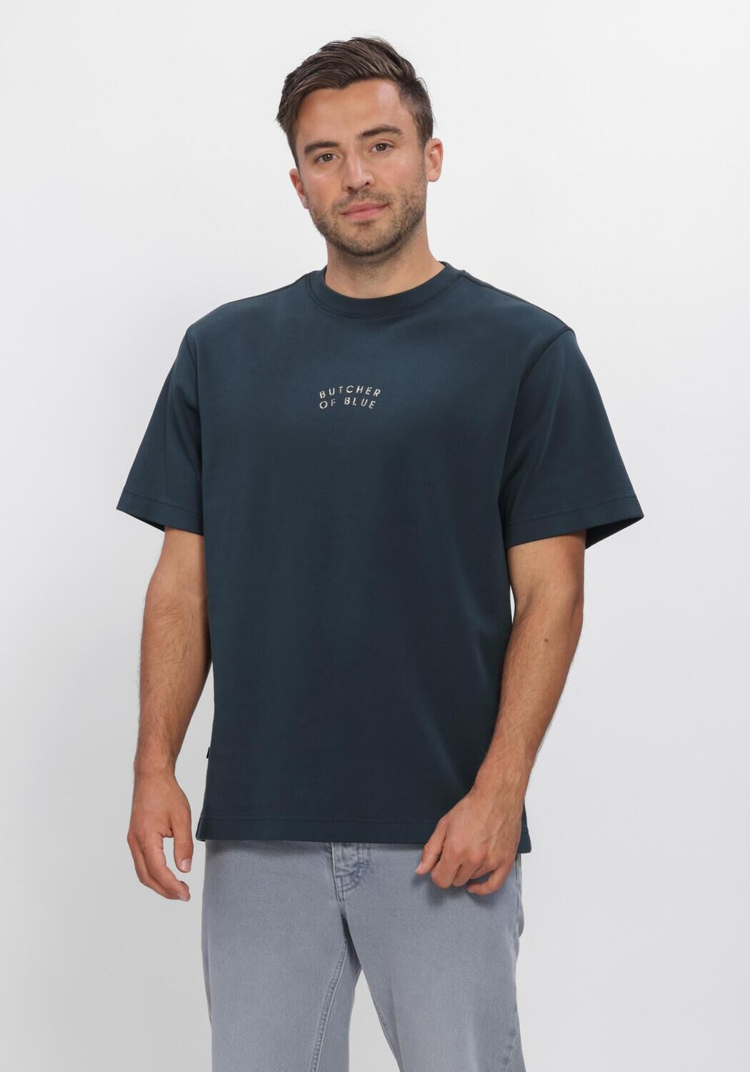 Donkerblauwe BUTCHER OF BLUE T-shirt MERCER LAYER LOOSE TEE - large