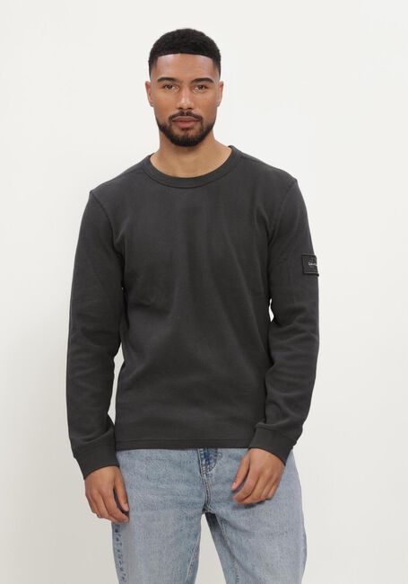 CALVIN KLEIN T-shirt LS WAFFLE BADGE CREWNK TEE en noir - large