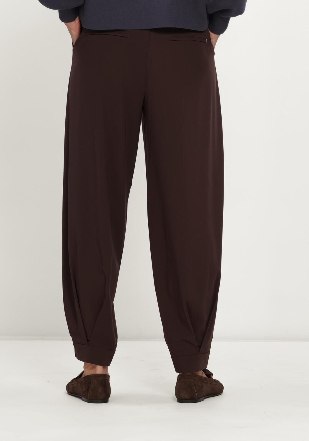 Bruine MAC Wijde broek 0231 FLOATING CREPE - large
