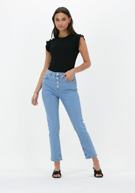 Zwarte NA-KD Top FRILL RIBBED JERSEY TOP - large