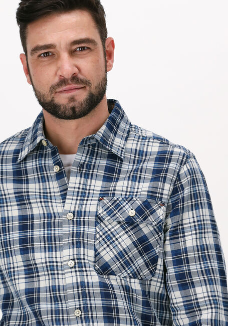 Blauwe SCOTCH & SODA Casual overhemd INDIGO CHECKED 1 POCKET WORKWE - large