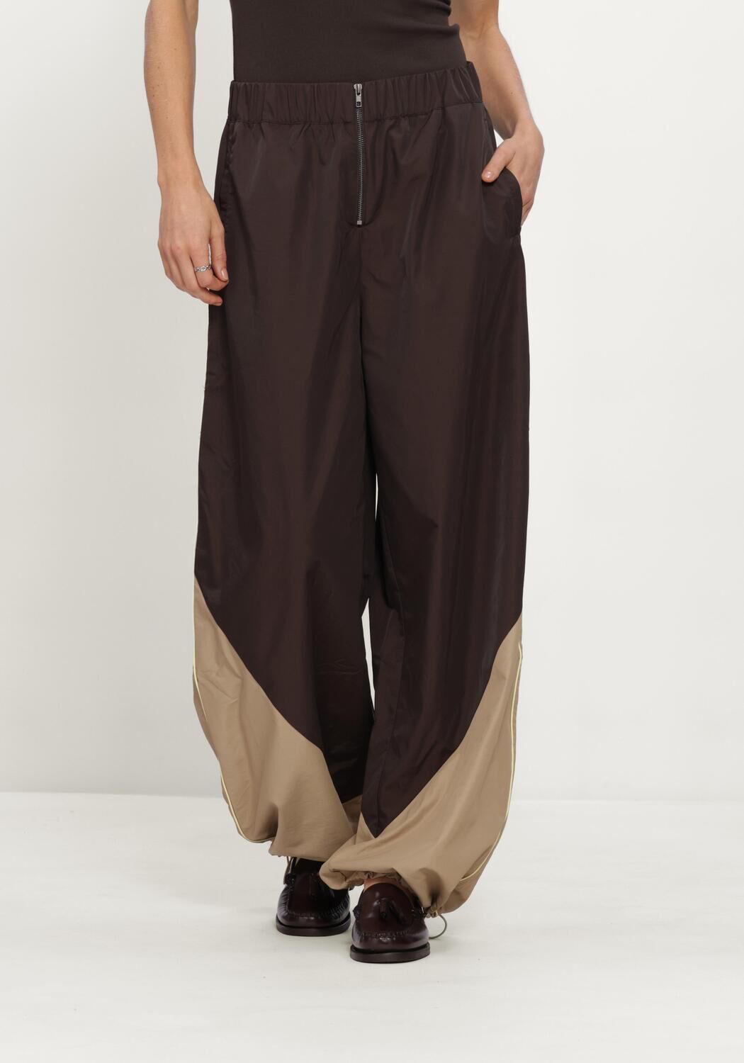 CO'COUTURE Pantalon large ALORACC BLOCK PANT en marron