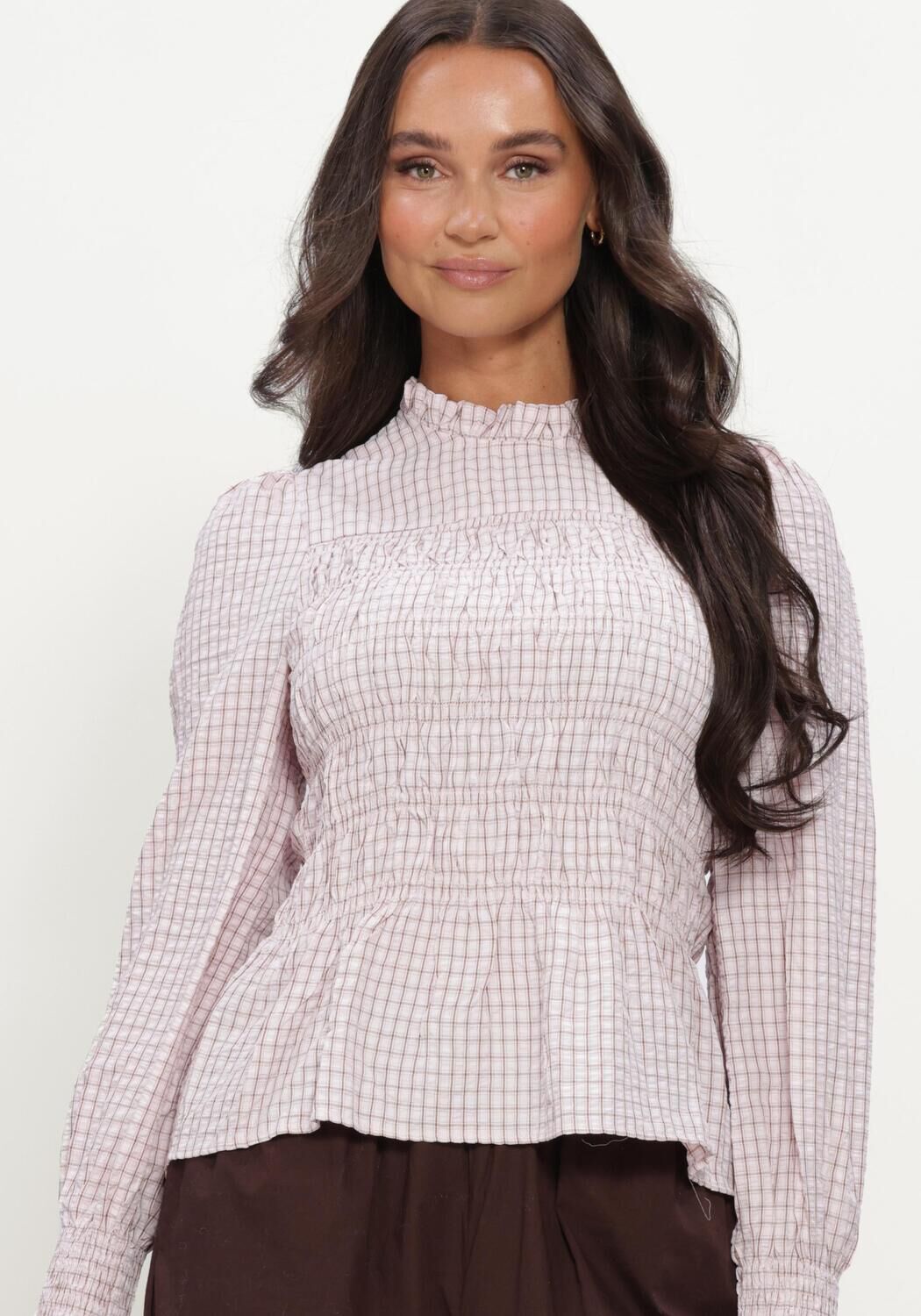 NEO NOIR POSSA MINI CHECK BLOUSE Blouses Rose clair - large
