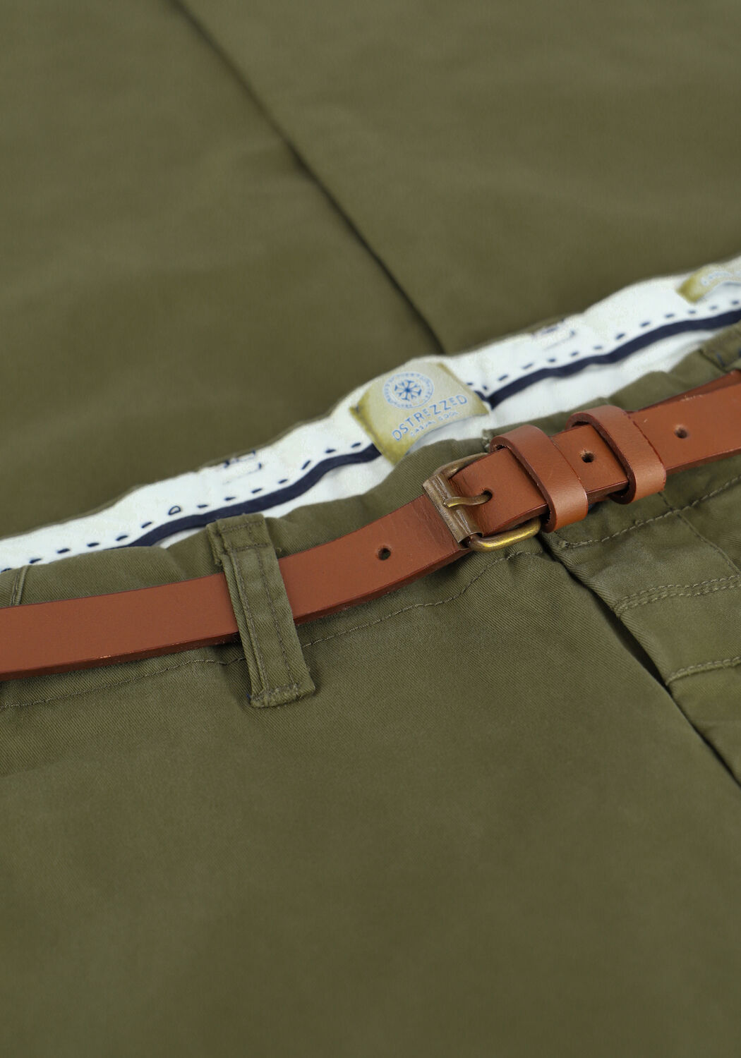 DSTREZZED Chino PRESLEY CHINO PANTS WITH BELT STRETCH TWILL Olive - large