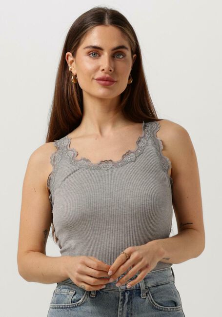 ROSEMUNDE Haut SILK TOP W/ LACE Gris clair - large