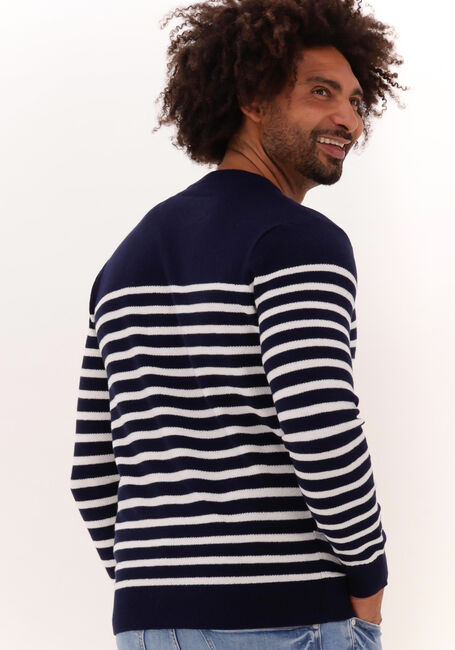 Blauw/wit gestreepte SCOTCH & SODA Trui STRIPED CREWNECK PULLOVER - large