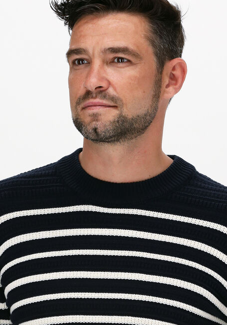 SCOTCH & SODA Pull STRIPED STRUCTURE-KNITTED COTT en bleu - large