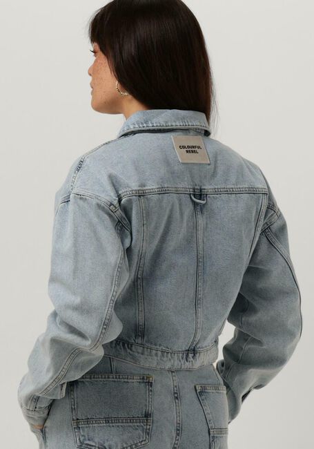 Blauwe COLOURFUL REBEL Spijkerjas ORNEL CROPPED DENIM JACKET - large