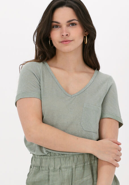 OBJECT T-shirt OBJETESSI SLUB S/S V-NECK NOOS en vert - large