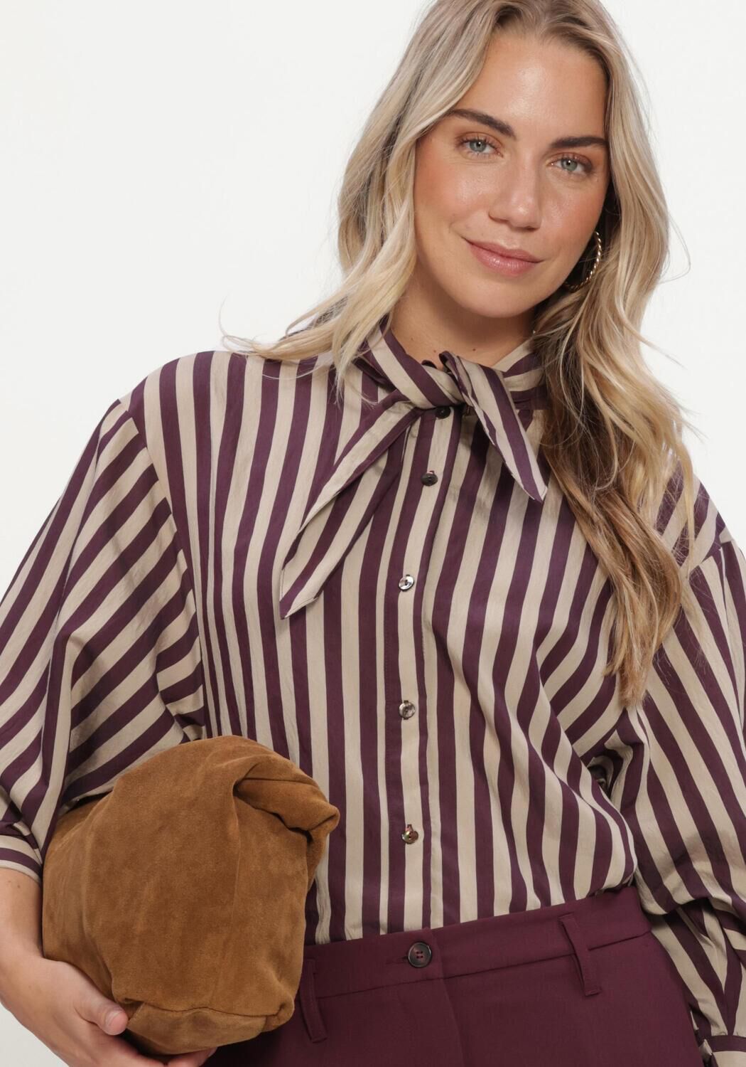 Bordeaux SUMMUM  BLOUSE TWO TONE STRIPE - large