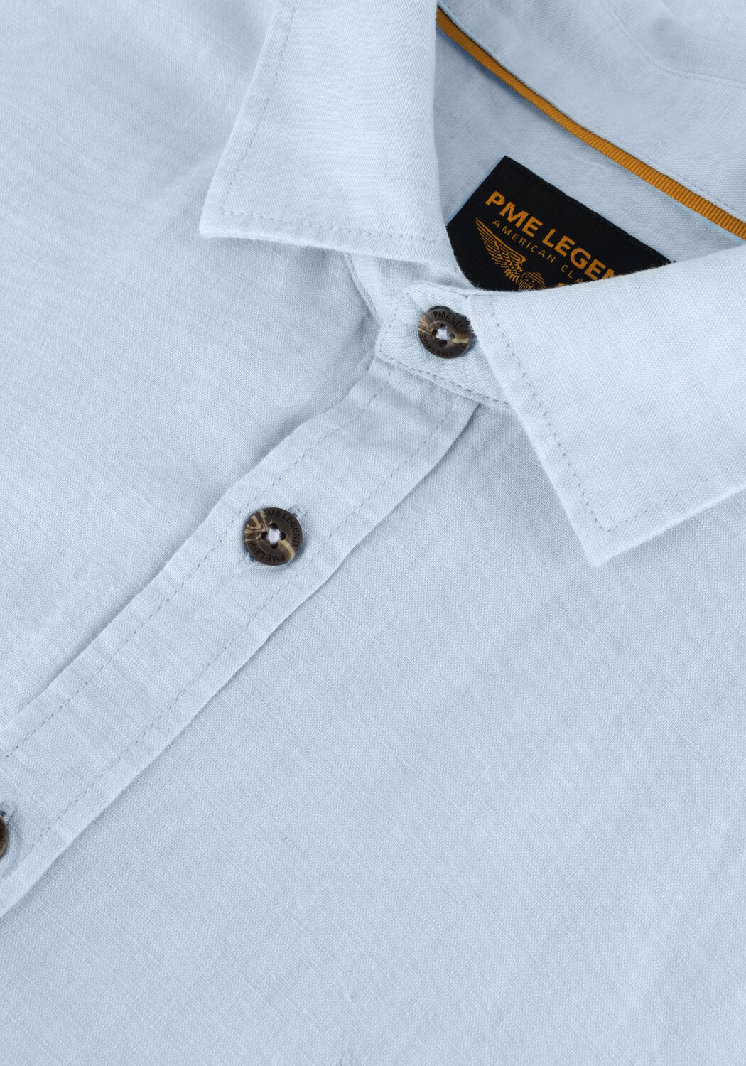PME LEGEND Chemise d&eacute;contract&eacute; SHORT SLEEVE SHIRT CTN LINEN 2TONEN OWEN en bleu - large