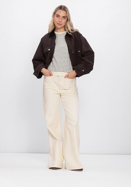 NEO NOIR Veste en cuir RIVERA CANVAS BOXY JACKET en marron - large