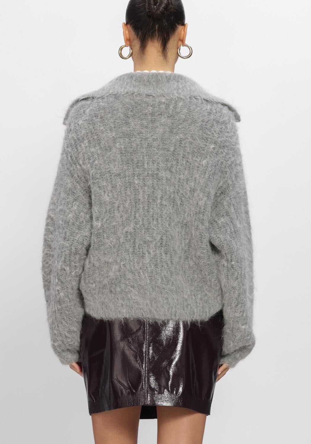 DANTE6 Pull EMYLA ZIP SWEATER en gris - large