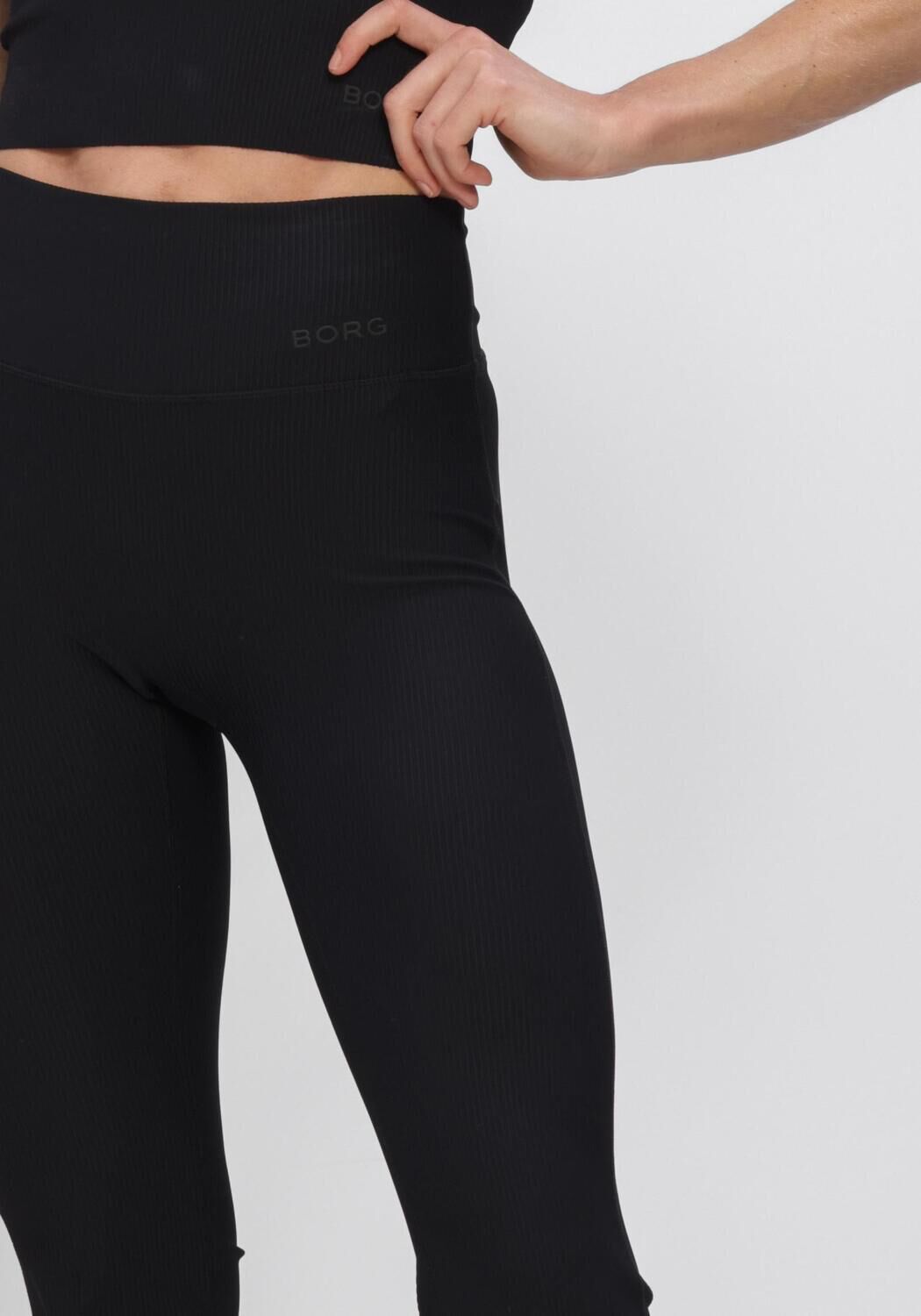 Zwarte BJORN BORG Broeken/jumpsuits STUDIO RIBBED FLARE TIGHTS - large