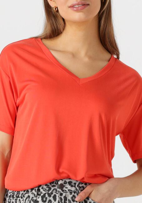 OBJECT T-shirt OBJANNIE RE S/S V-NECK TOP en orange - large