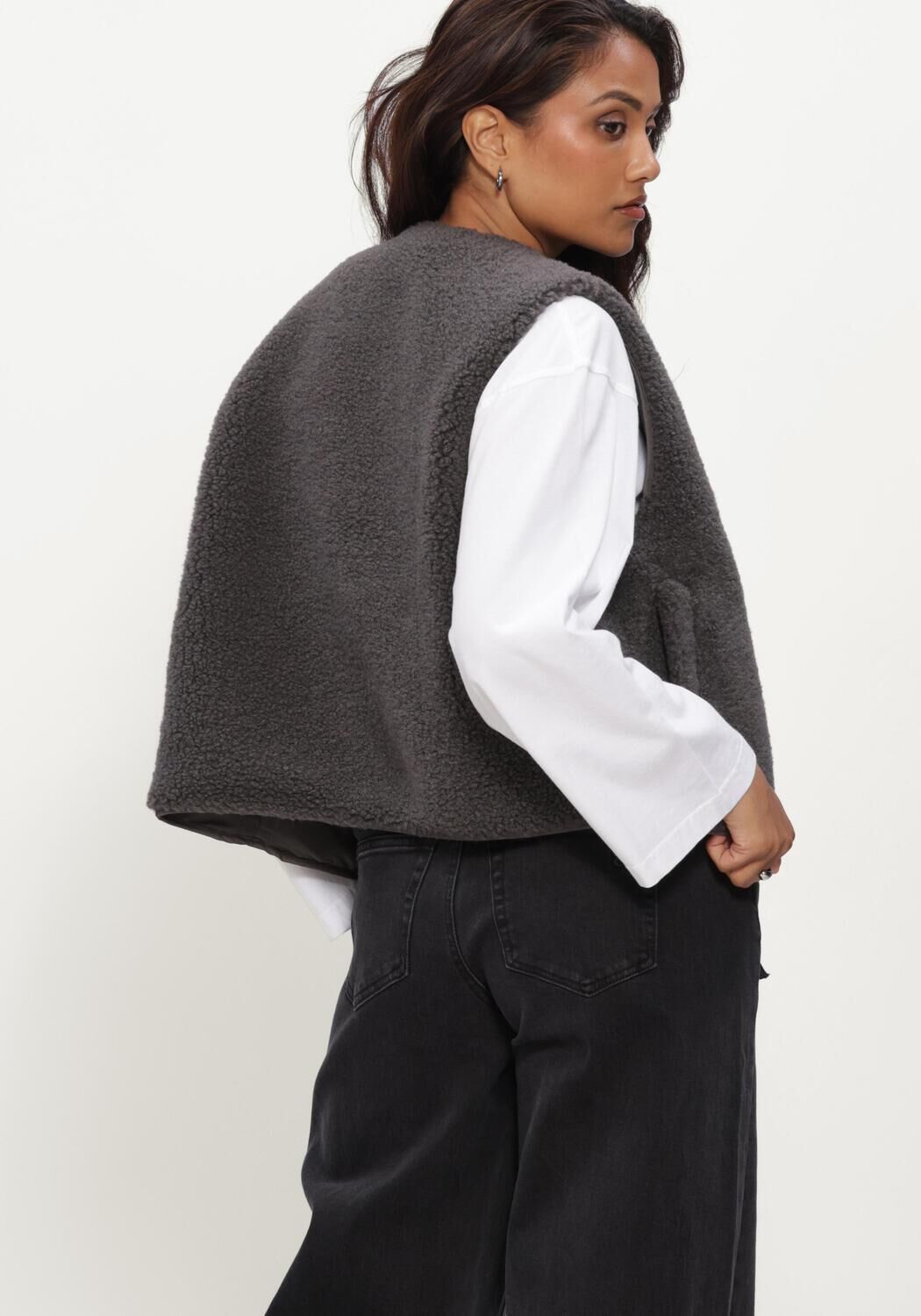 OBJECT Gilet OBJELLA WAISTCOAT NOOS Gris fonc&eacute; - large