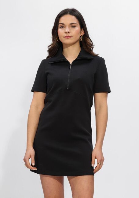 Zwarte CALVIN KLEIN Mini jurk SS SPACER MIXED MEDIA RIB MOCK - large