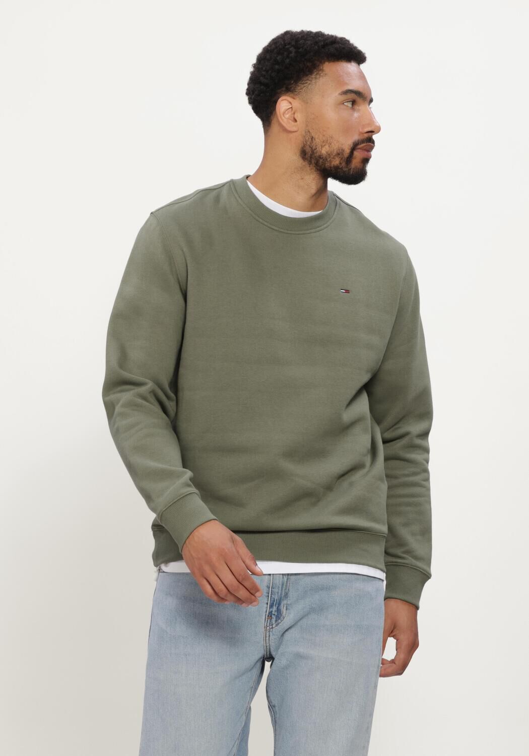 Khaki TOMMY JEANS Sweater TJM REG S FLAG CREW EXT - large