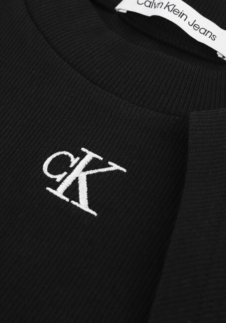 CALVIN KLEIN T-shirt CK RIB CROPPED SLIM TEE en noir - large