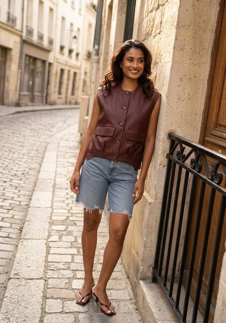 STUDIO AR Gilet DANIELA SHEEP VEG NAPPA Bordeaux - large