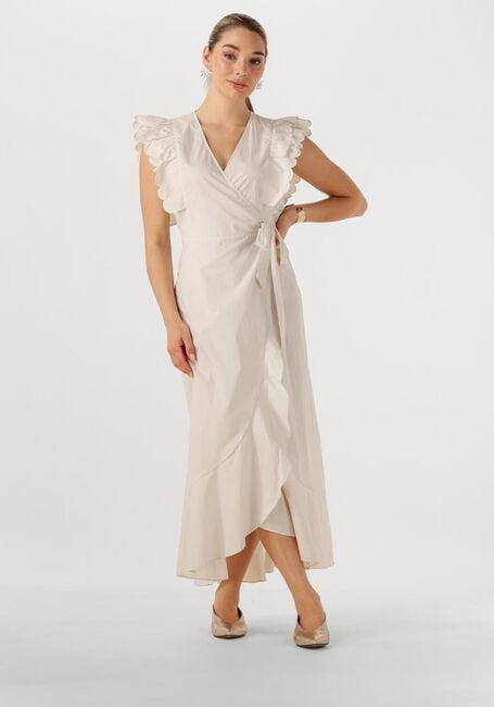 OBJECT Robe maxi OBJHOPE PAPAYA S/S WRAP DRESS en beige - large