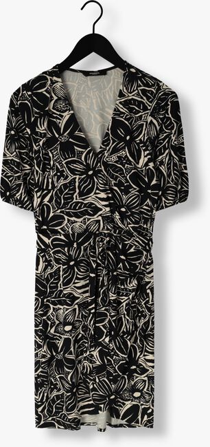 JANSEN AMSTERDAM Mini robe VFB506 JERSEY PRINTED WRAP DRESS 3/4 SLEEVE en noir - large