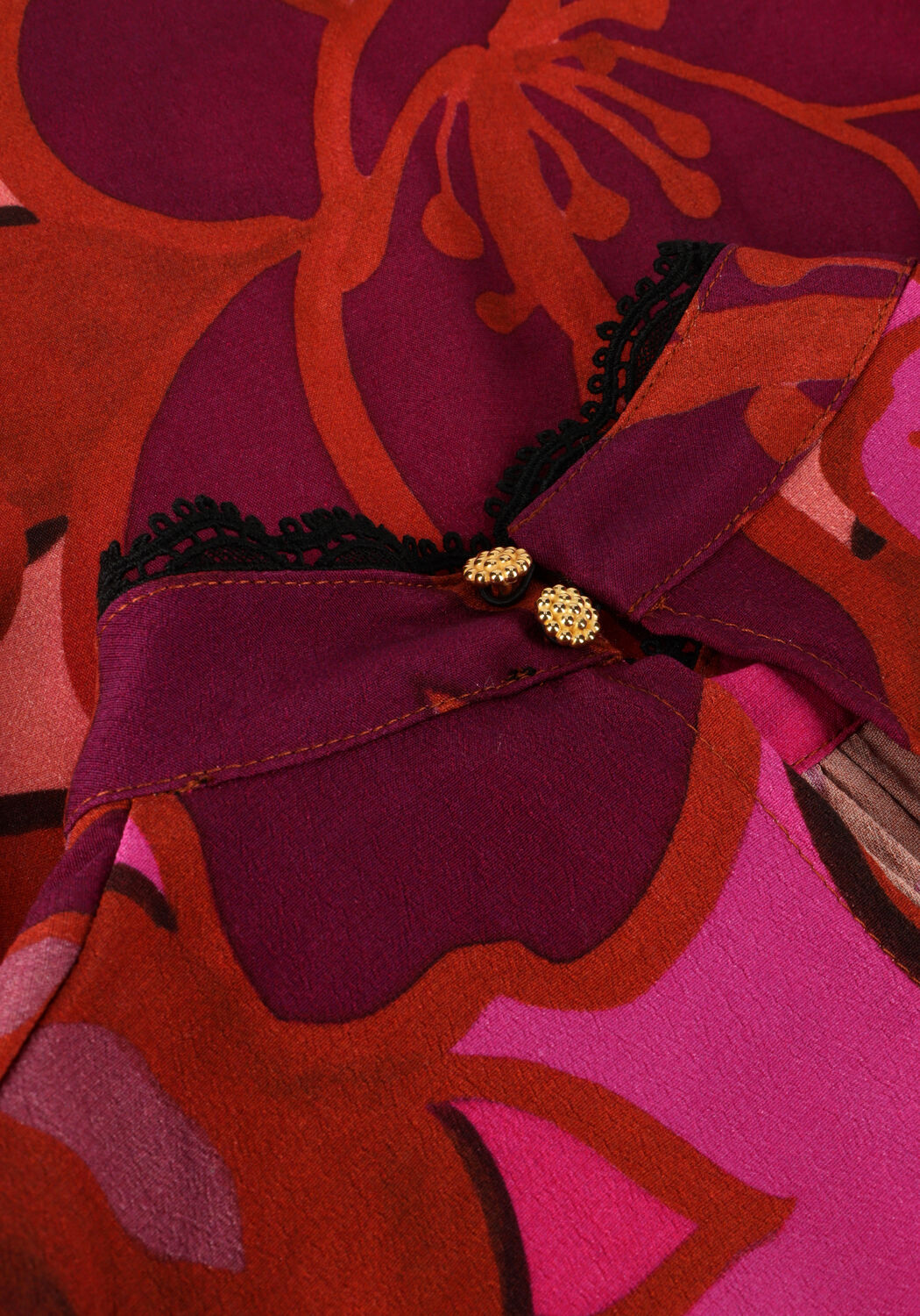 Roze JANSEN AMSTERDAM  WFP105 BLOUSE PRINT WITH PUFFSLEEVES AND TURTLE NECK - large