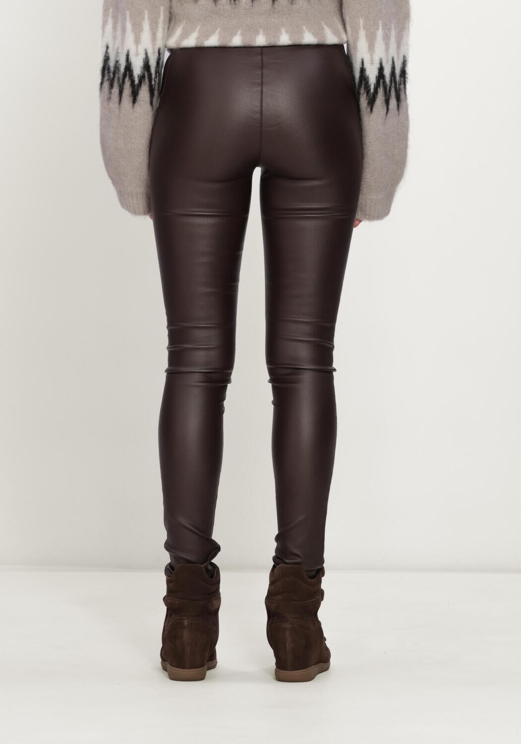 OBJECT Legging OBJBELLE MW COATED LEGGINGS en marron - large