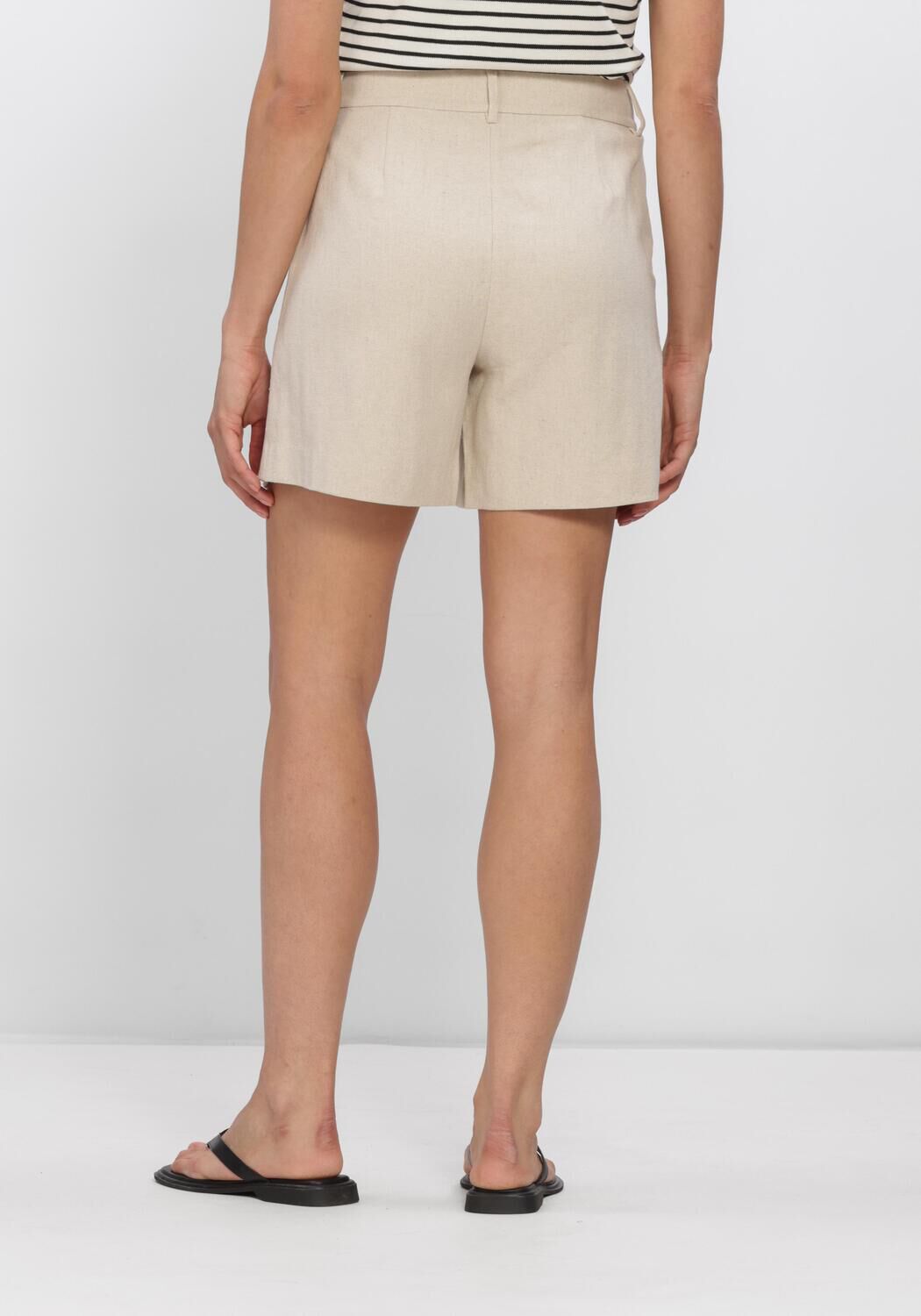 Beige CO'COUTURE Broeken/jumpsuits LEENACC LINEN PLEAT SHORTS - large