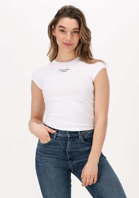 CALVIN KLEIN T-shirt STACKED LOGO TIGHT TEE en blanc - large