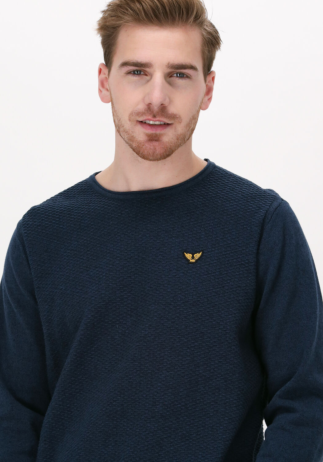 Donkerblauwe PME LEGEND Trui R NECK COTTON MOULINE Omoda