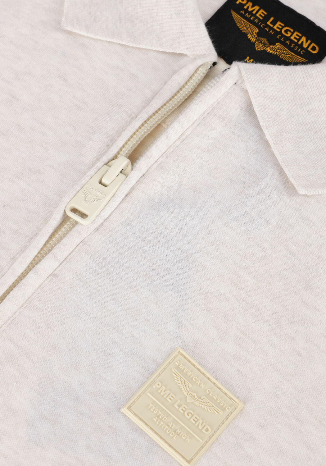 Beige PME LEGEND Polo SHORT SLEEVE POLO INTERLOCK MELANGE ZIP - large