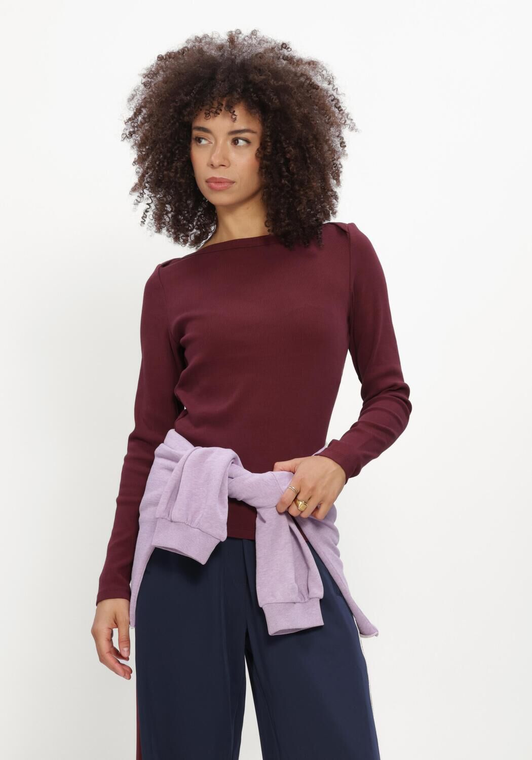 CATWALK JUNKIE Haut BOATNECK RIB LONG SLEEVE Bordeaux - large