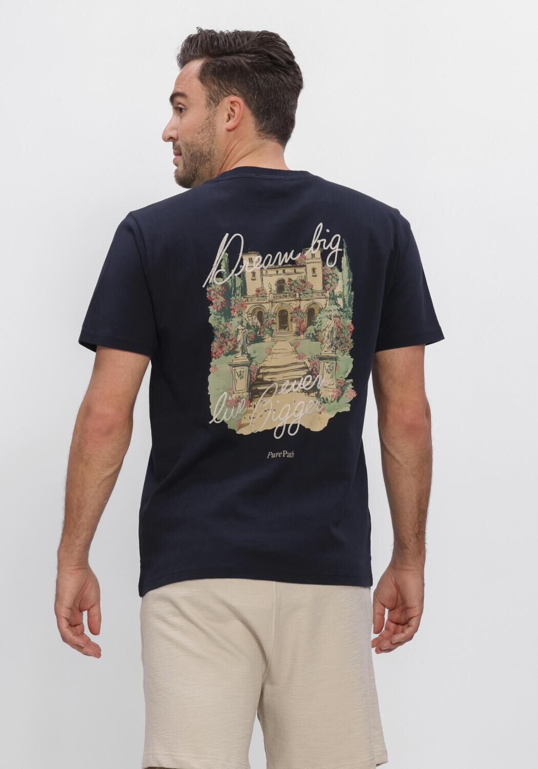 Donkerblauwe PURE PATH T-shirt MANSION T-SHIRT - large
