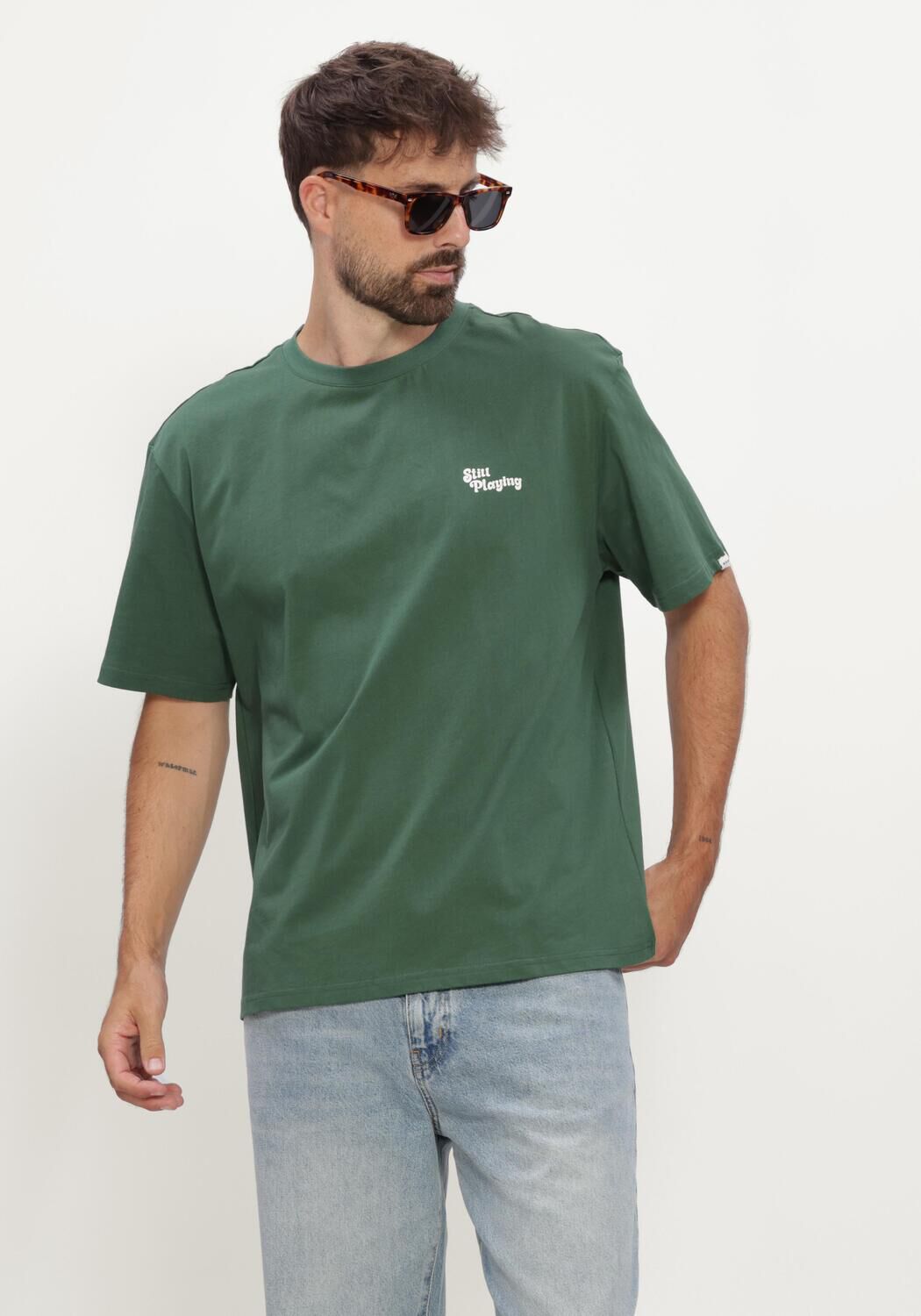 Donkergroene ANERKJENDT Polo AKVILLADS STILL PLAYING TEE - large