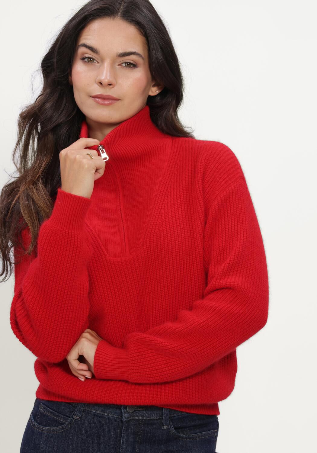 TWNS Pull LONG-SLEEVED TRUCKER-NECK PULLOVER en rouge - large