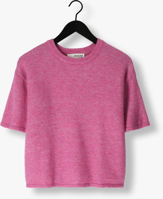 Roze SELECTED FEMME T-shirt SLFMALINE-LILIANA 2/4 KNIT O-NECK - large