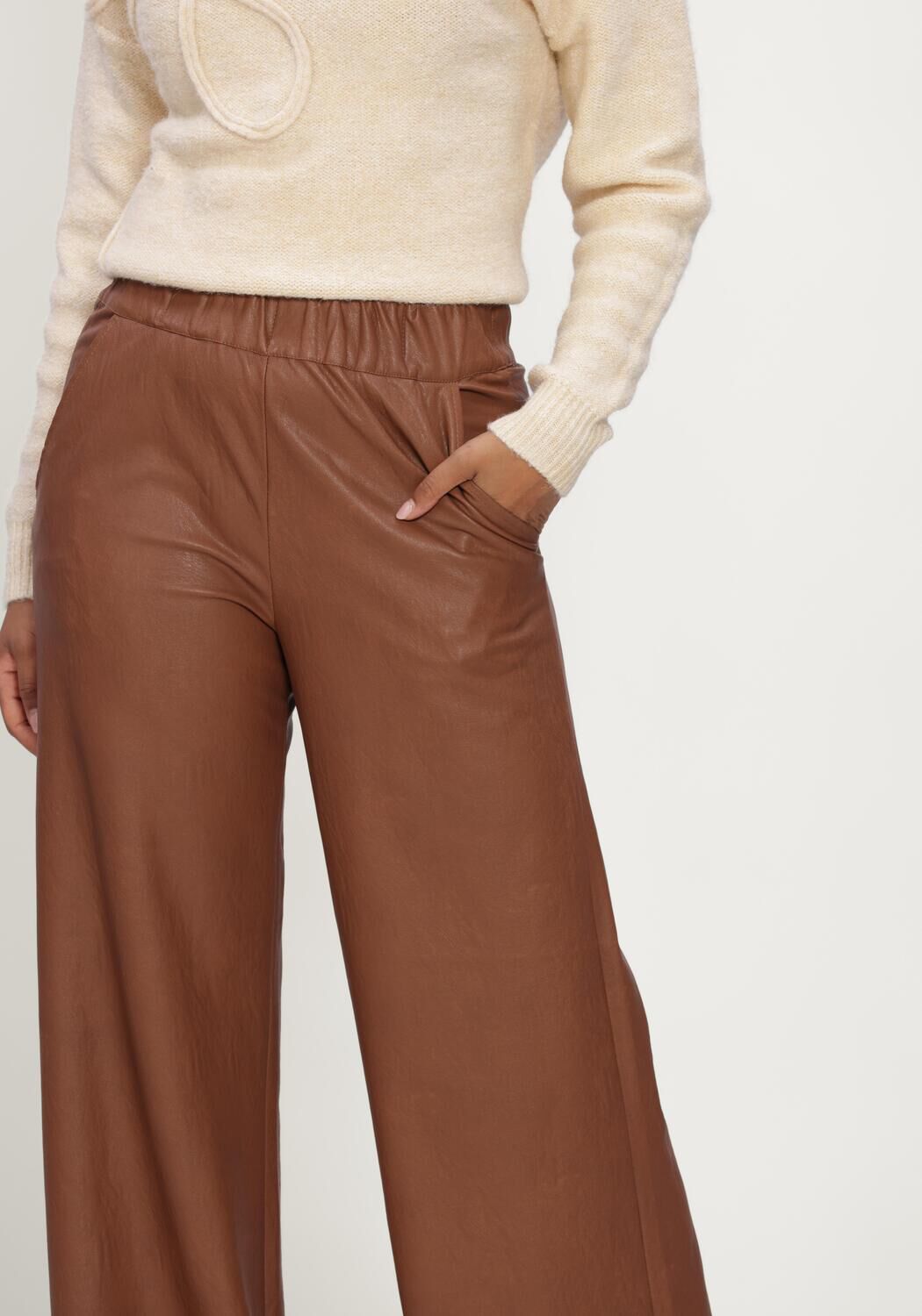 Bruine CAROLINE BISS Wijde broek 4570 - large