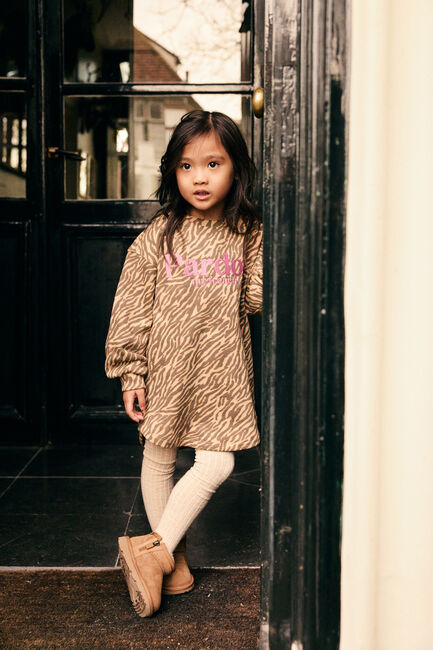 DAILY7 Mini robe SWEAT DRESS LONGSLEEVE ANIMAL en beige - large
