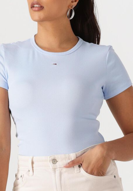 TOMMY JEANS T-shirt TJW SLIM ESSENTIAL RIB SS EXT Bleu clair - large