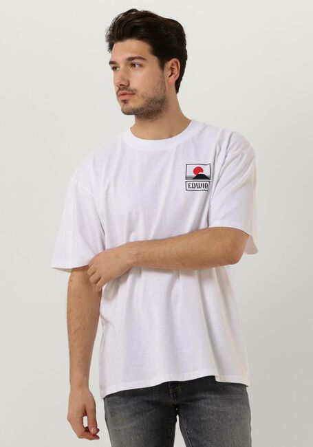 EDWIN T-shirt SUNSET ON MT FUJI TS SINGLE JERSEY en blanc - large