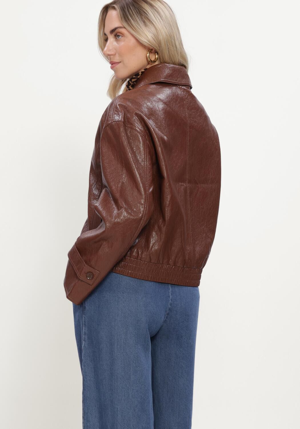 SUMMUM Veste en cuir JACKET FAUX LEATHER en marron - large