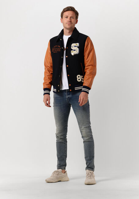 SCOTCH & SODA Jack WOOL + LEATHER COLLEGE JACKET en bleu - large