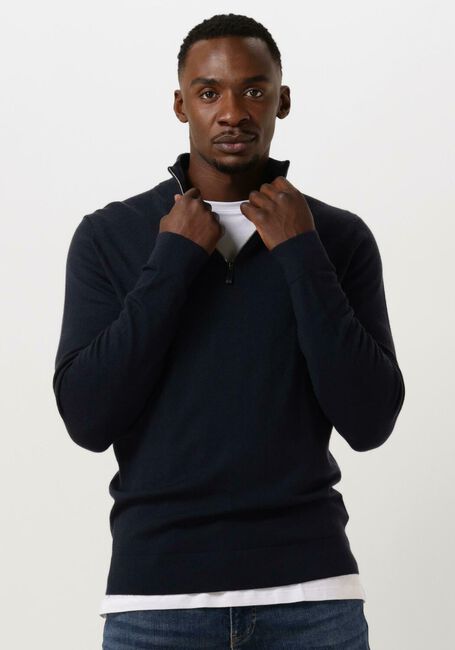 CALVIN KLEIN Pull MERINO QUARTER ZIP Bleu foncé - large