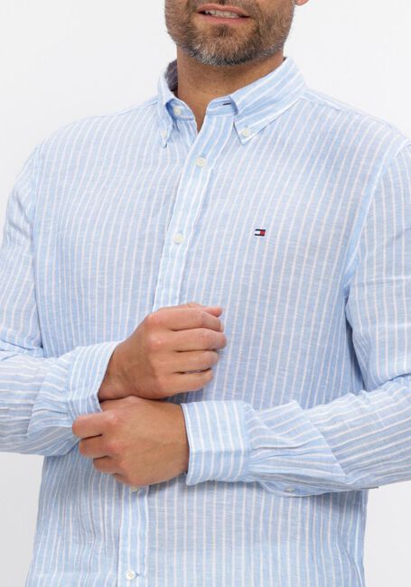TOMMY HILFIGER Chemise d&eacute;contract&eacute; LINEN BENGAL STRIPE RF SHIRT Bleu clair - large