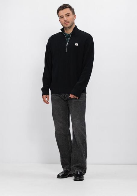 Zwarte CALVIN KLEIN Trui LS EZ COTTON WAFFLE QUARTER ZIP - large